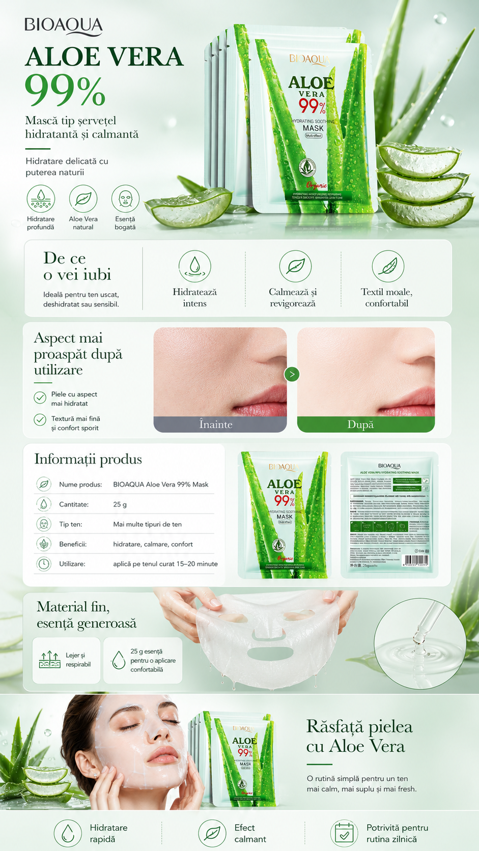 Masca facială cu Aloe Vera