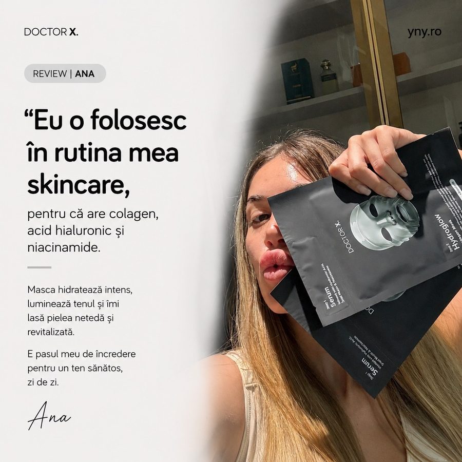 Recenzie Ana: „Eu o folosesc în rutina mea skincare, pentru că are colagen, acid hialuronic și niacinamidă.”